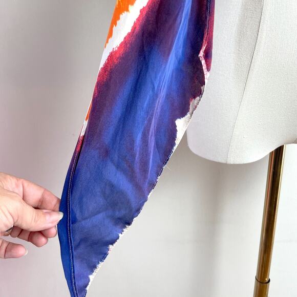 Long Rectangle Silk Scarf Tie Dye Festival Boho Abstract Artsy Colorful - Picture 3 of 5